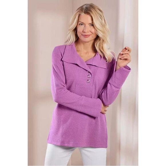 Soft Surroundings Carlisle Women’s Iris Orchid Textured Tunic Top - Picture 1 of 10